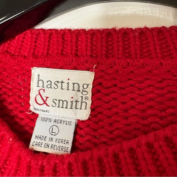 Vintage 90s Red Graphic Knit Embellished Ugly Christmas Sweater - Picture 6 of 6